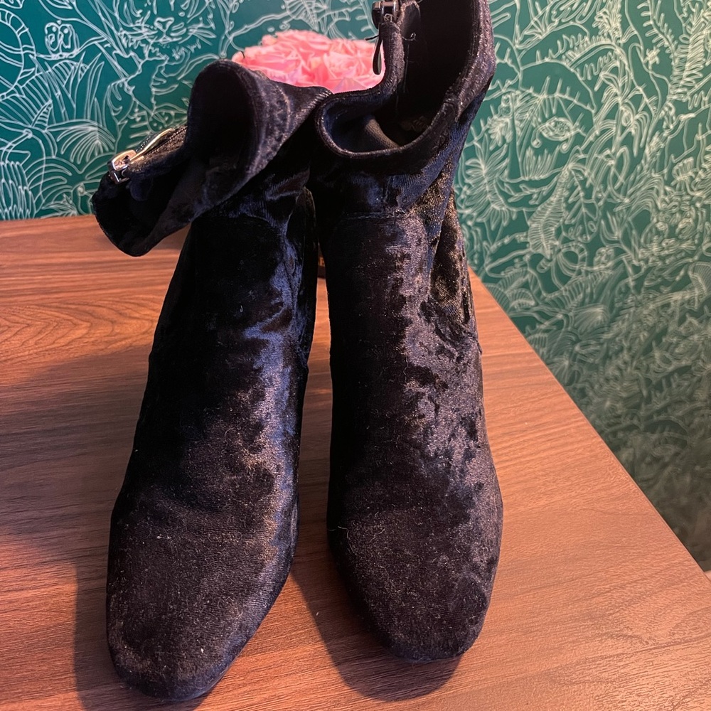 Clear Heel Crushed Velvet Bootie